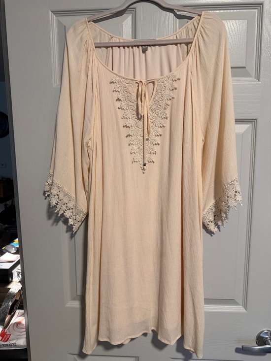love luscious Dresses & Skirts - Boho Cream Crochet-Trim Tunic Top, (SOLD)